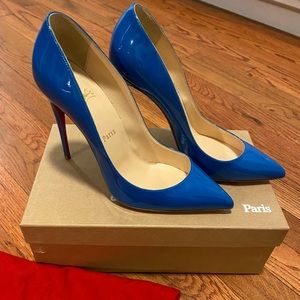 Blue Patent Pigalle Follies 100mm size 9.5